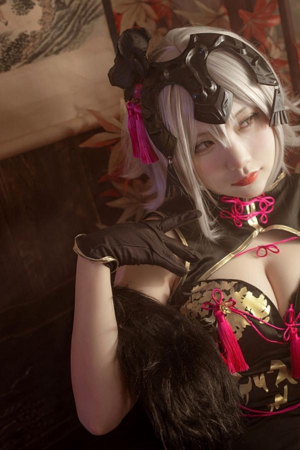    是一只熊仔吗-贞德-Jeanne-d-Arc-Alter黑贞德国风旗袍性感COS写真第18张图片