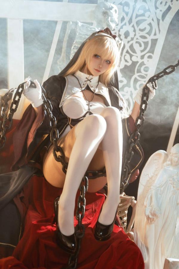   Seya-狮砸 - 性感哥特修女角色扮演暗黑风美腿诱惑写真第3张图片