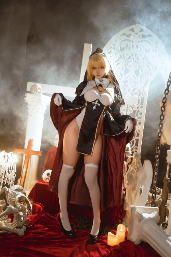   Seya-狮砸 - 性感哥特修女角色扮演暗黑风美腿诱惑写真第8张图片
