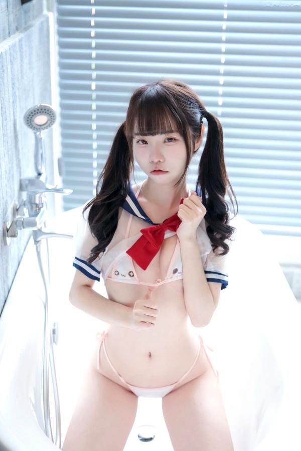   可可小白兔-透明学生服 浴室水手服纯欲写真 萌系萝莉性感诱惑第15张图片