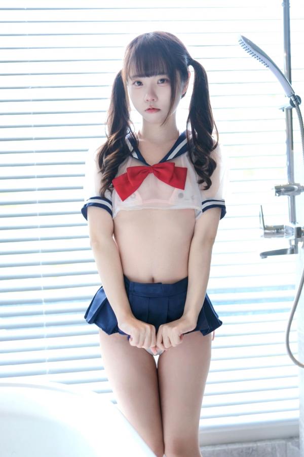   可可小白兔-透明学生服 浴室水手服纯欲写真 萌系萝莉性感诱惑第29张图片