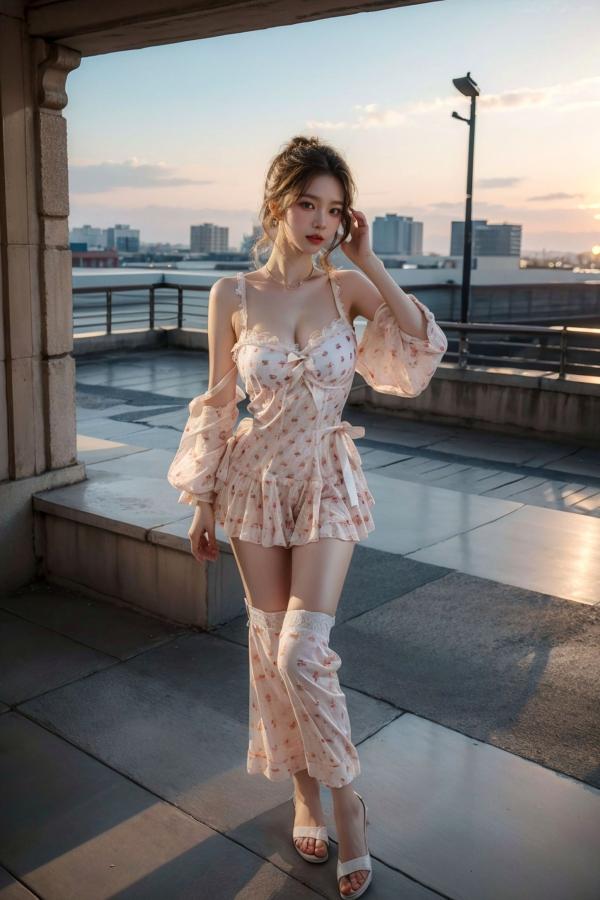   AI美女-拟实-白色红点睡衣短裙-18禁 泳池私房大尺度性感写真第65张图片