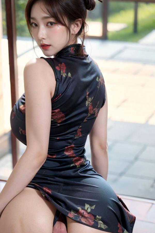  AI美女-拟实-情趣古风旗袍 东方古典性感写真 极致曲线诱惑第62张图片