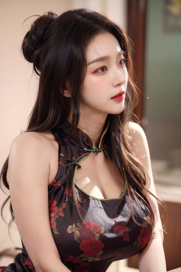   AI美女-拟实-情趣古风旗袍 东方古典性感写真 极致曲线诱惑第71张图片