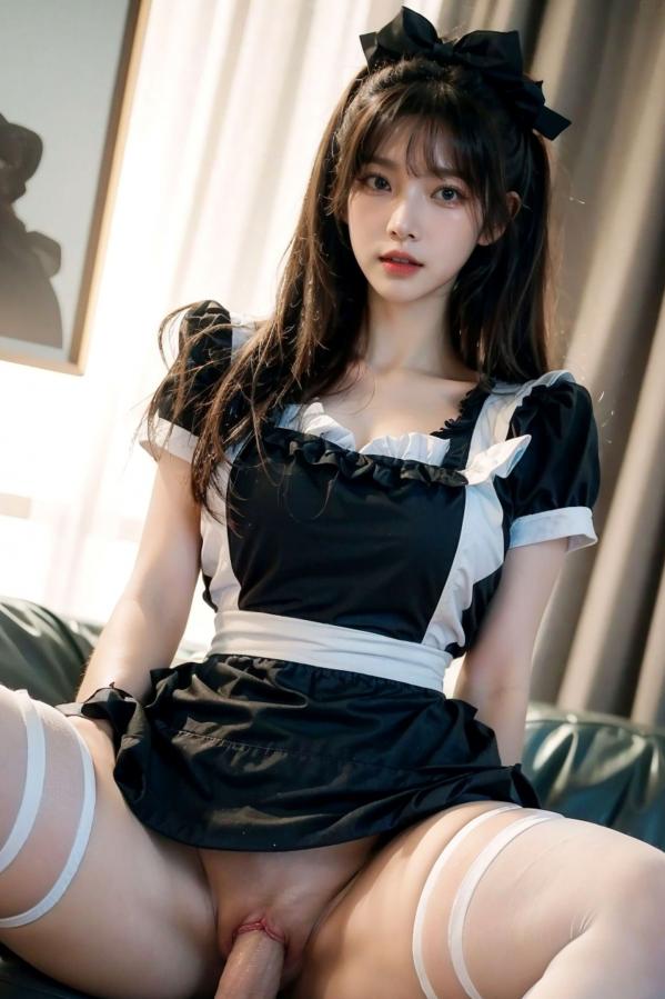    AI美女-拟实-黑白女仆裙街拍-18禁 户外性感女仆黑丝私房大尺度诱惑写真第57张图片