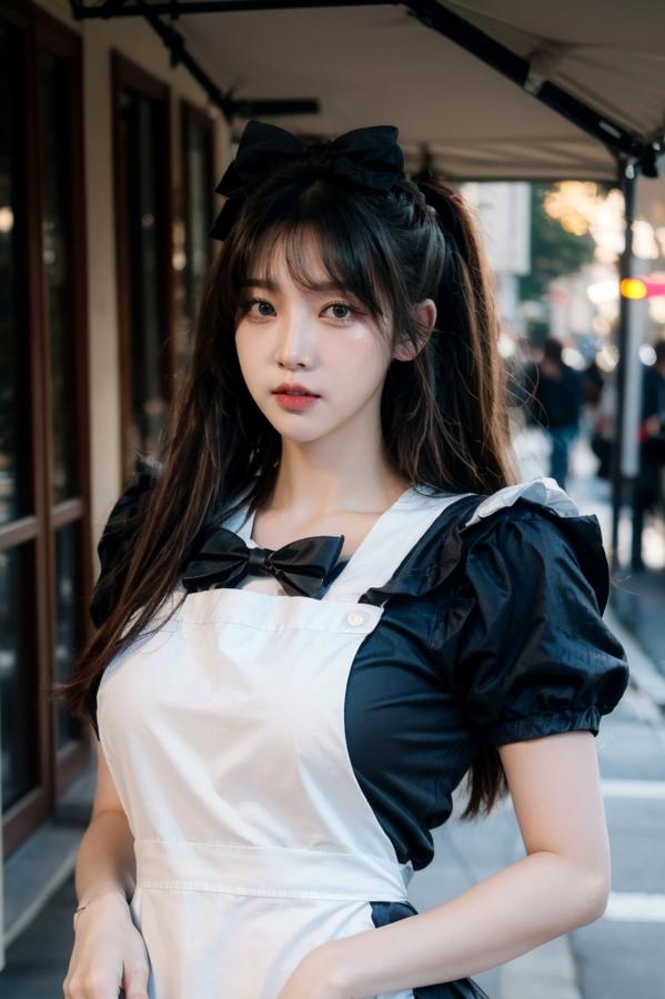    AI美女-拟实-黑白女仆裙街拍-18禁 户外性感女仆黑丝私房大尺度诱惑写真第84张图片