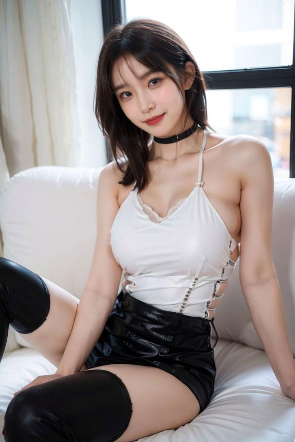   AI美女-拟实-黑色长皮靴情趣黑胶衣-室内私房性感美腿魅惑写真第17张图片