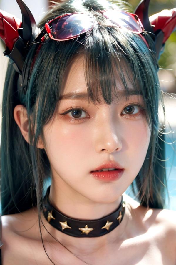   AI美女-拟实-Cos-明日方舟-Chen 性感比基尼泳池大尺度诱惑写真第62张图片