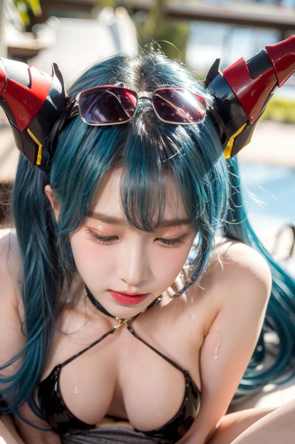   AI美女-拟实-Cos-明日方舟-Chen 性感比基尼泳池大尺度诱惑写真第81张图片