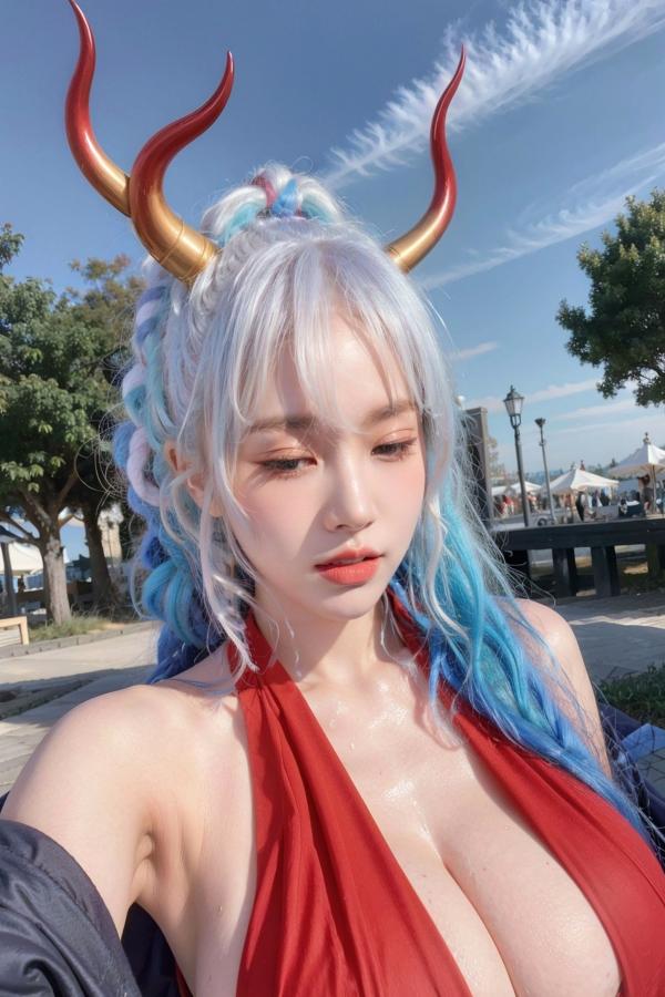   AI美女-拟实-海贼王-大和Cos 户外性感大尺度角色扮演写真第5张图片