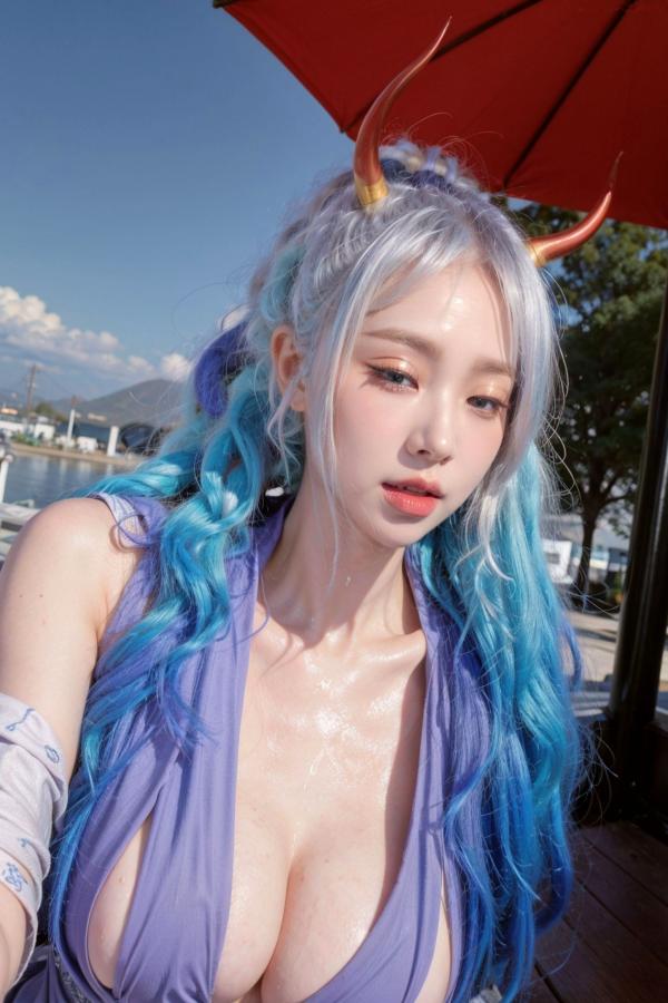   AI美女-拟实-海贼王-大和Cos 户外性感大尺度角色扮演写真第21张图片