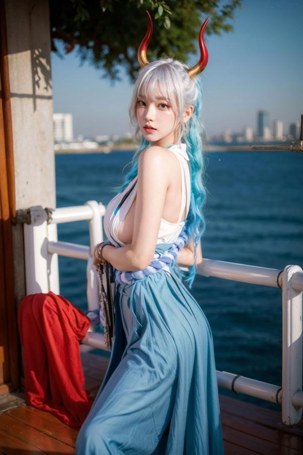   AI美女-拟实-海贼王-大和Cos 户外性感大尺度角色扮演写真第51张图片