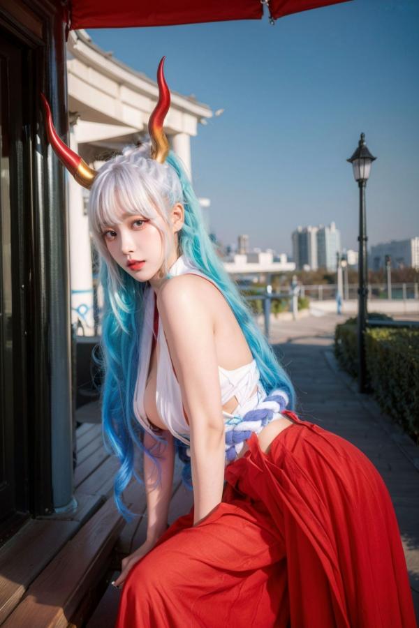   AI美女-拟实-海贼王-大和Cos 户外性感大尺度角色扮演写真第65张图片