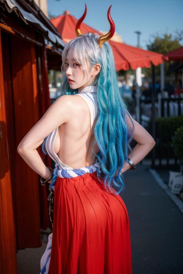   AI美女-拟实-海贼王-大和Cos 户外性感大尺度角色扮演写真第87张图片
