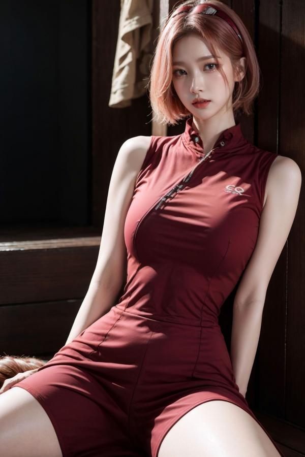    AI美女-拟实-酒红色情趣旗袍 大尺度无圣光诱惑写真第5张图片