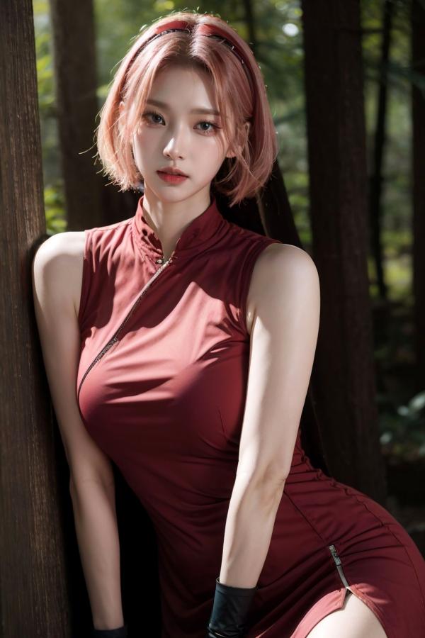    AI美女-拟实-酒红色情趣旗袍 大尺度无圣光诱惑写真第12张图片