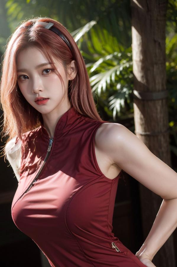    AI美女-拟实-酒红色情趣旗袍 大尺度无圣光诱惑写真第21张图片