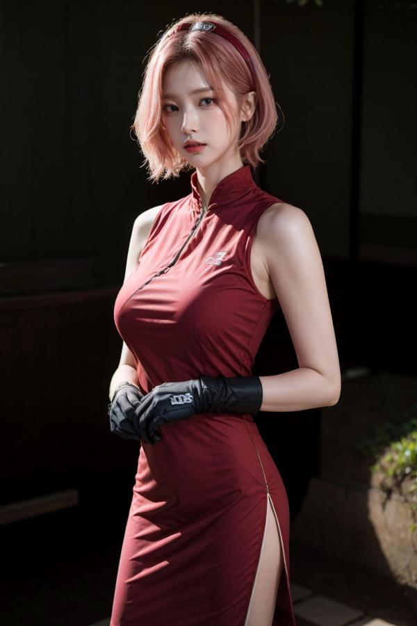    AI美女-拟实-酒红色情趣旗袍 大尺度无圣光诱惑写真第24张图片