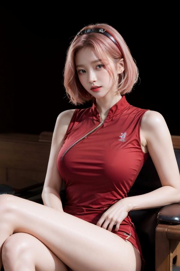    AI美女-拟实-酒红色情趣旗袍 大尺度无圣光诱惑写真第33张图片
