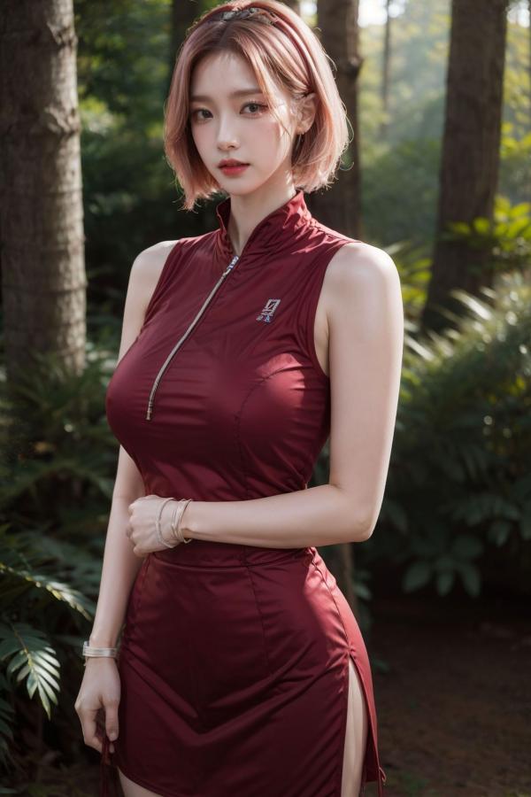    AI美女-拟实-酒红色情趣旗袍 大尺度无圣光诱惑写真第34张图片
