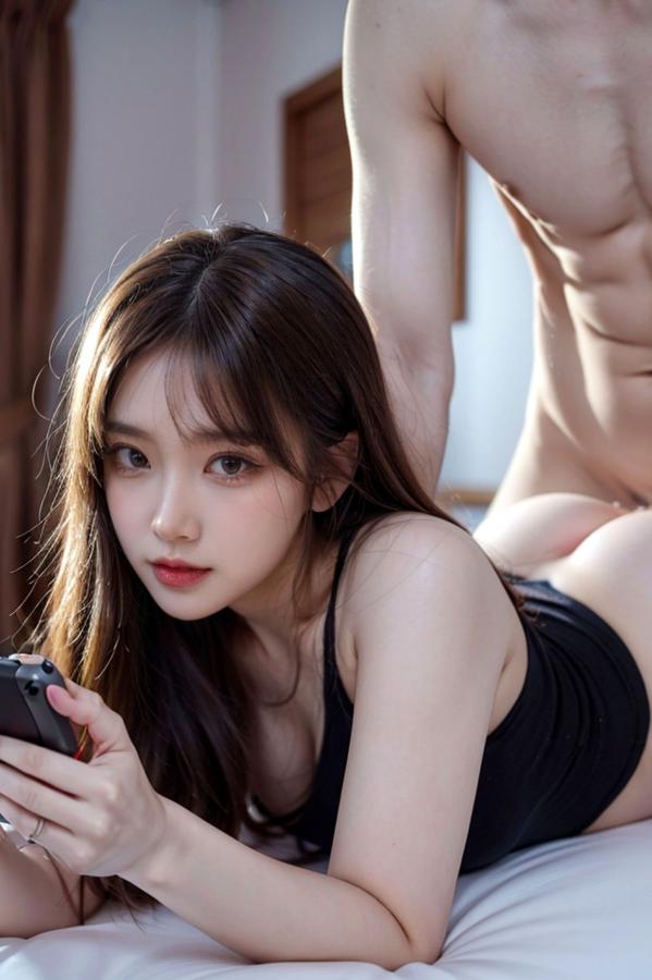    AI美女-拟实-床上的游戏美女-18禁 | 拟实CG性感私房床照 卧室极品尤物大尺度写真第5张图片