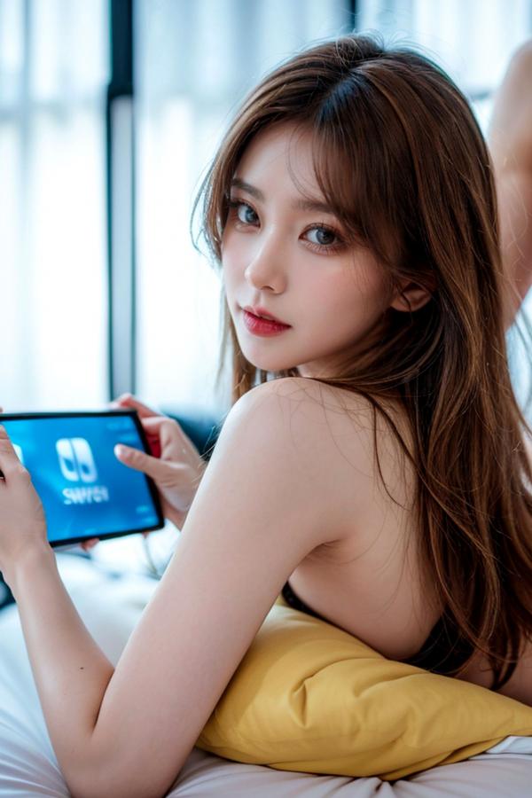   AI美女-拟实-床上的游戏美女-18禁 | 拟实CG性感私房床照 卧室极品尤物大尺度写真第6张图片