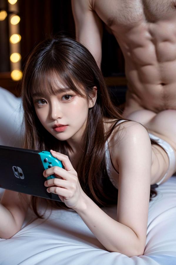    AI美女-拟实-床上的游戏美女-18禁 | 拟实CG性感私房床照 卧室极品尤物大尺度写真第13张图片