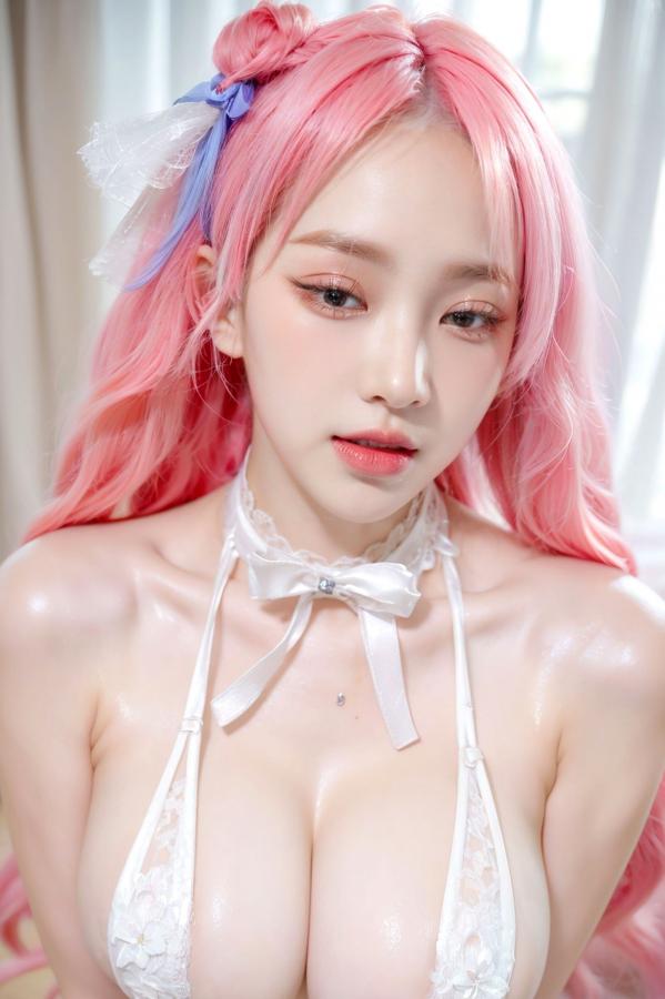   AI美女-拟实-粉红色长发白色蕾丝超小内衣-18禁-私房写真大尺度极品诱惑第55张图片
