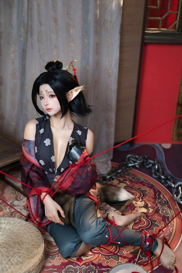  蠢沫沫《黑神话：悟空》萍萍Cosplay 妖魅红绳古风性感写真第5张图片