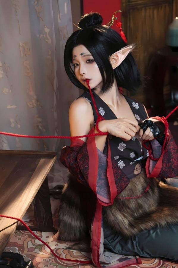   蠢沫沫《黑神话：悟空》萍萍Cosplay 妖魅红绳古风性感写真第6张图片