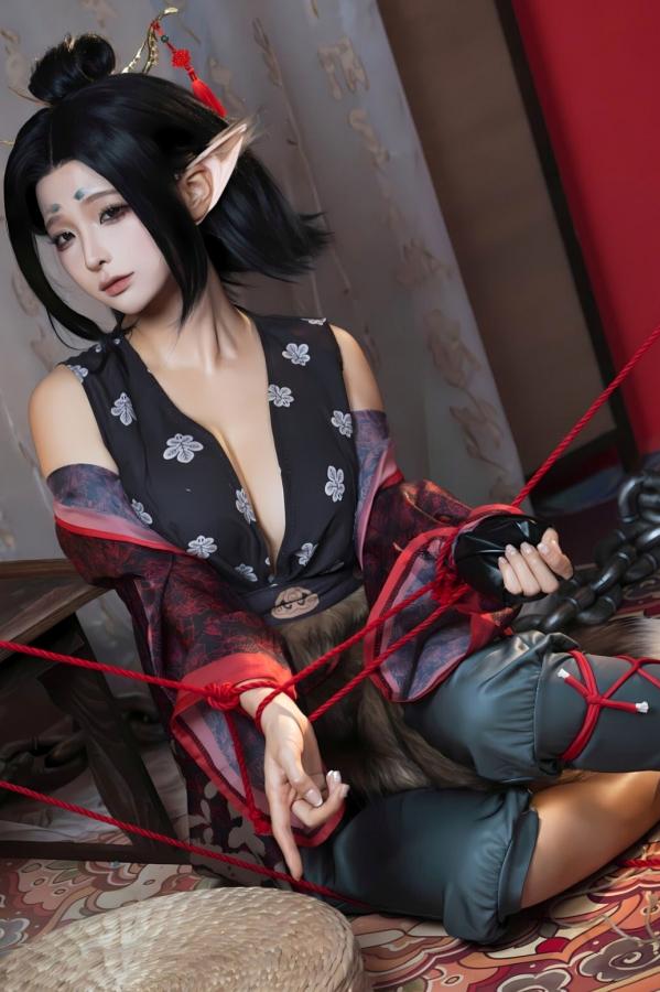   蠢沫沫《黑神话：悟空》萍萍Cosplay 妖魅红绳古风性感写真第13张图片