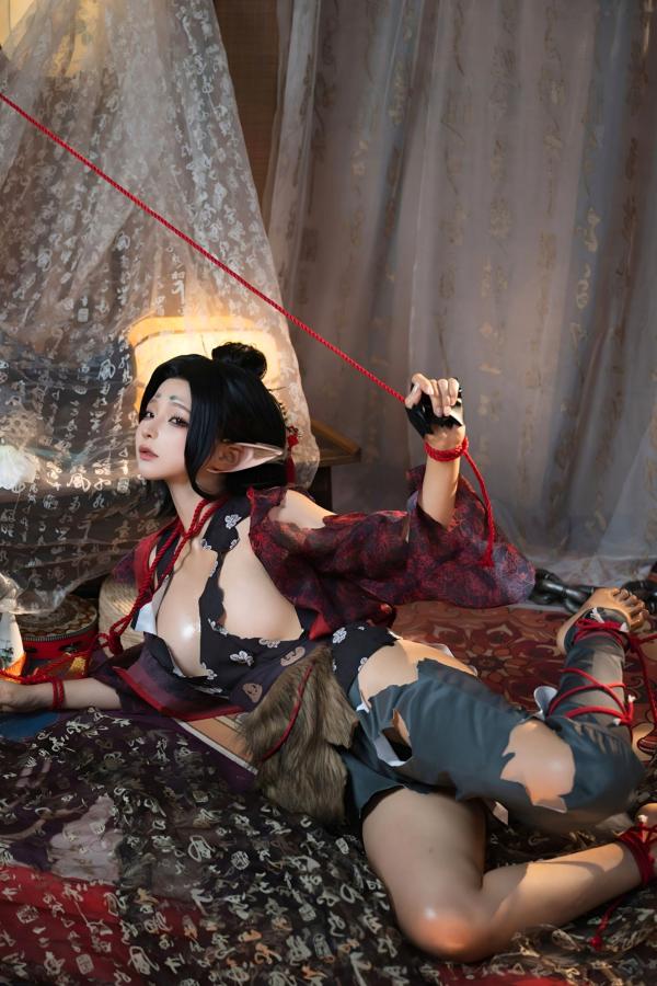   蠢沫沫《黑神话：悟空》萍萍Cosplay 妖魅红绳古风性感写真第16张图片