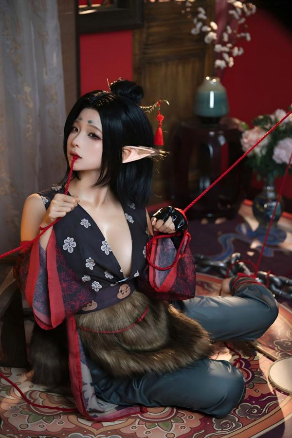   蠢沫沫《黑神话：悟空》萍萍Cosplay 妖魅红绳古风性感写真第25张图片