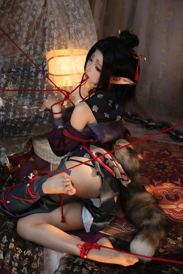   蠢沫沫《黑神话：悟空》萍萍Cosplay 妖魅红绳古风性感写真第35张图片