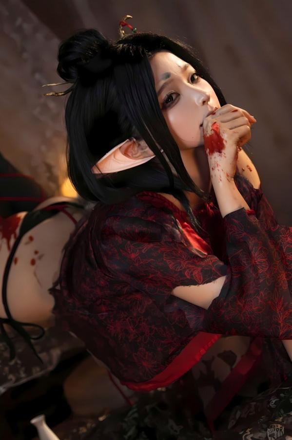   蠢沫沫《黑神话：悟空》萍萍Cosplay 妖魅红绳古风性感写真第73张图片