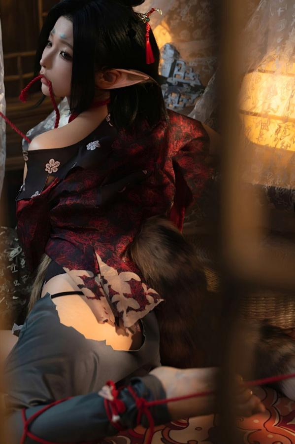   蠢沫沫《黑神话：悟空》萍萍Cosplay 妖魅红绳古风性感写真第74张图片