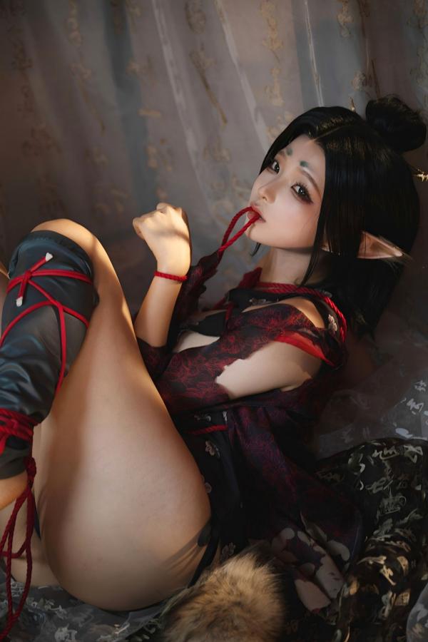   蠢沫沫《黑神话：悟空》萍萍Cosplay 妖魅红绳古风性感写真第85张图片