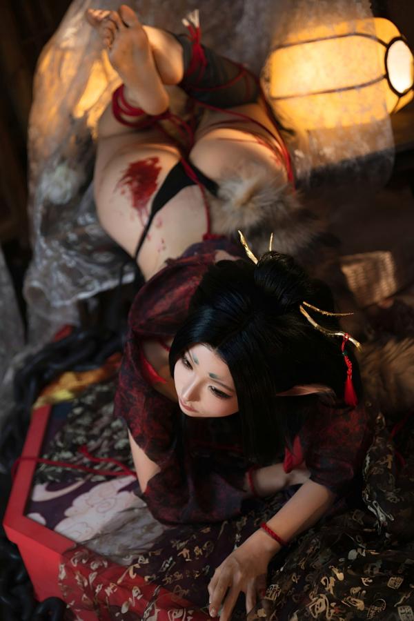   蠢沫沫《黑神话：悟空》萍萍Cosplay 妖魅红绳古风性感写真第87张图片