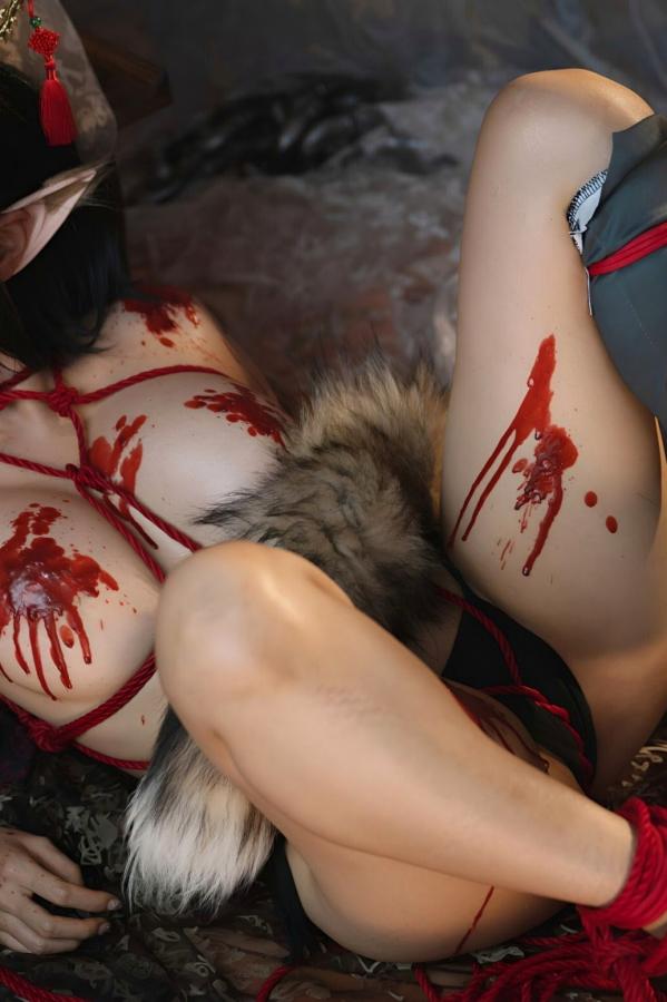   蠢沫沫《黑神话：悟空》萍萍Cosplay 妖魅红绳古风性感写真第88张图片