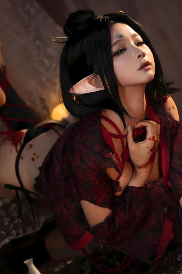   蠢沫沫《黑神话：悟空》萍萍Cosplay 妖魅红绳古风性感写真第92张图片