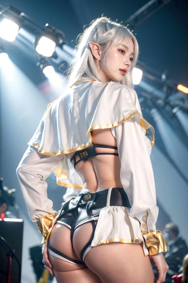   AI美女-拟实-T台灯光下的银发精灵少女模特-COS大尺度极品诱惑写真-18禁第24张图片