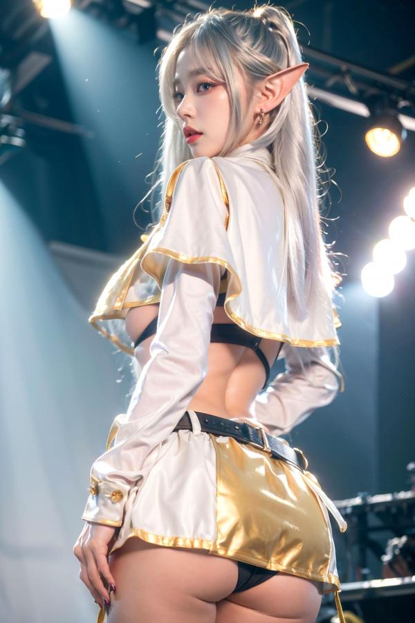   AI美女-拟实-T台灯光下的银发精灵少女模特-COS大尺度极品诱惑写真-18禁第34张图片