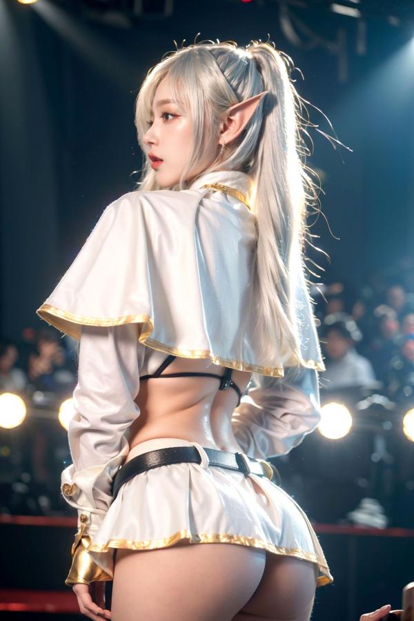   AI美女-拟实-T台灯光下的银发精灵少女模特-COS大尺度极品诱惑写真-18禁第48张图片
