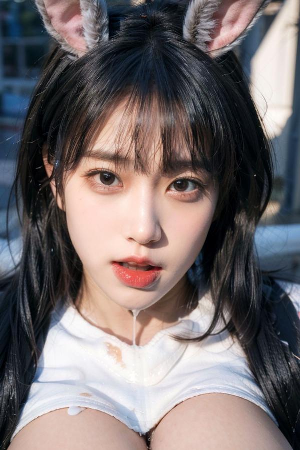   AI美女-拟实-兔耳女警街拍 户外性感制服诱惑角色扮演大尺度写真第32张图片
