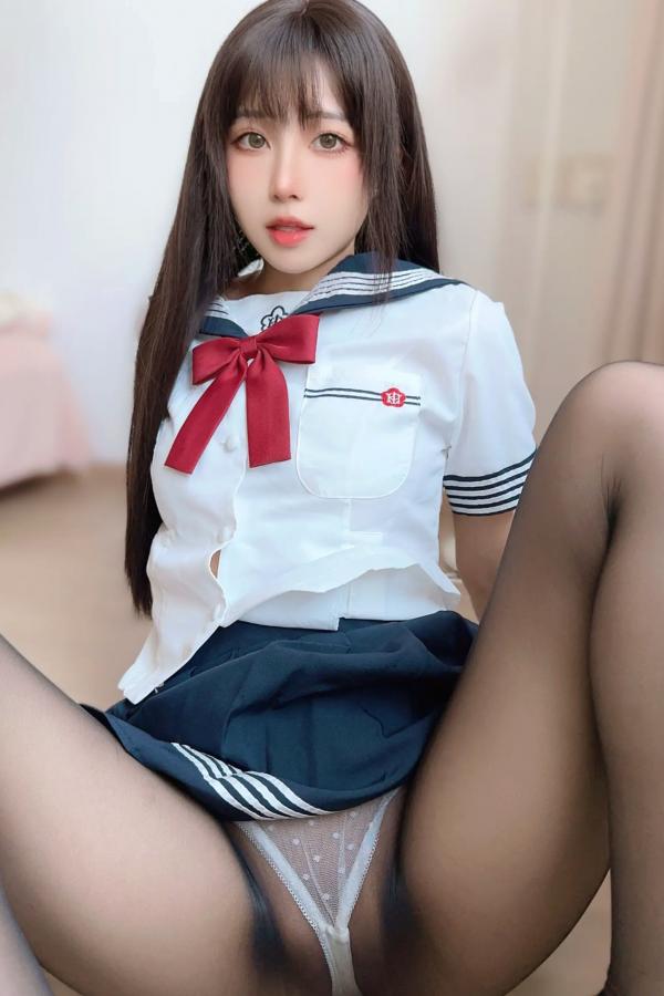 布丁大法  布丁大法 - 黑丝连裤袜水手服校服美腿私房诱惑写真第2张图片