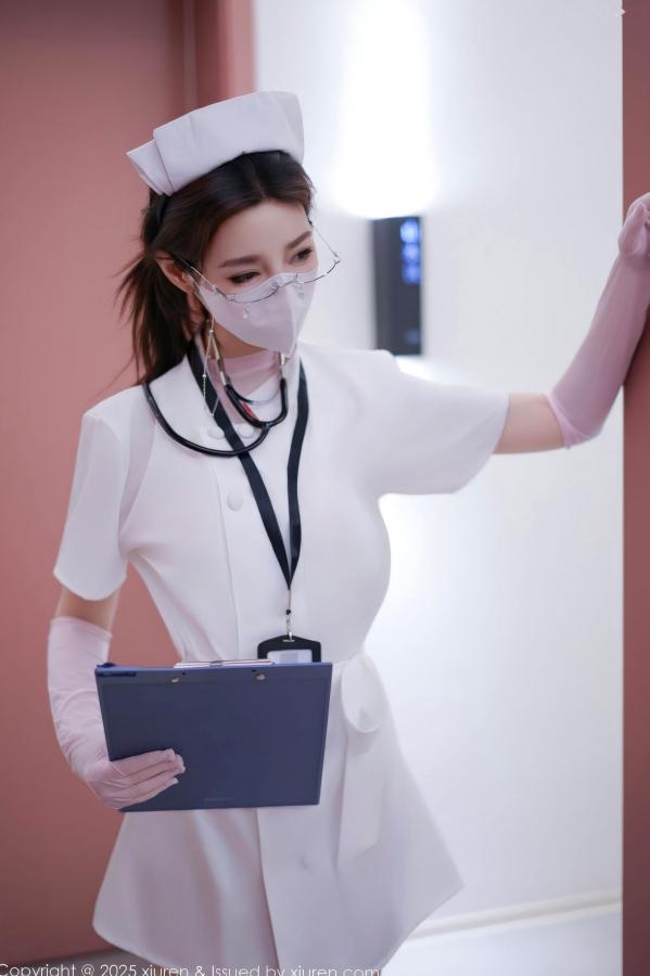    XiuRen秀人网-11099-Twins桃桃-性感护士制服白蕾丝内衣诱惑私房写真第6张图片