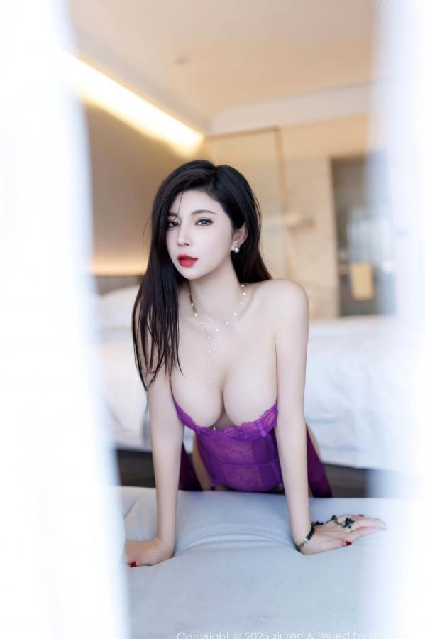   [秀人网XiuRen] N11089 小蛮妖Yummy - 紫色透视蕾丝情趣内衣私房美腿诱惑写真第38张图片