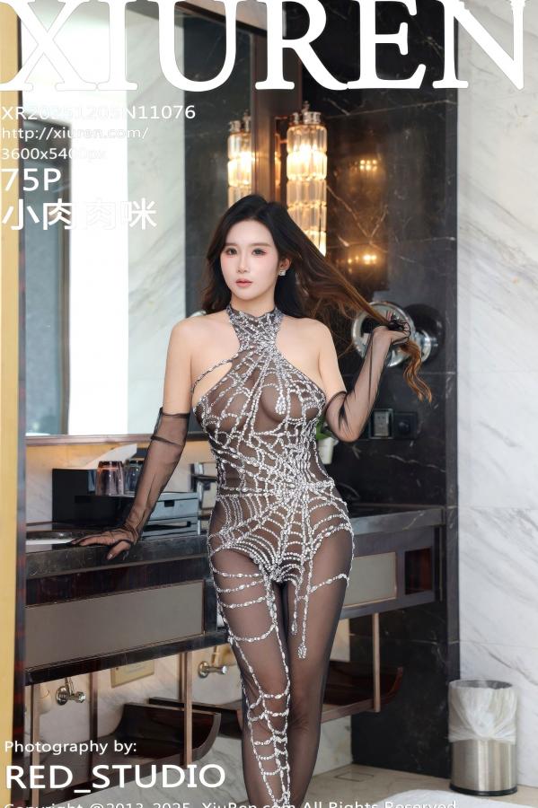    XiuRen秀人网-11076-小肉肉咪-黑色连体丝袜奢华浴室水钻透视美臀诱惑写真第76张图片