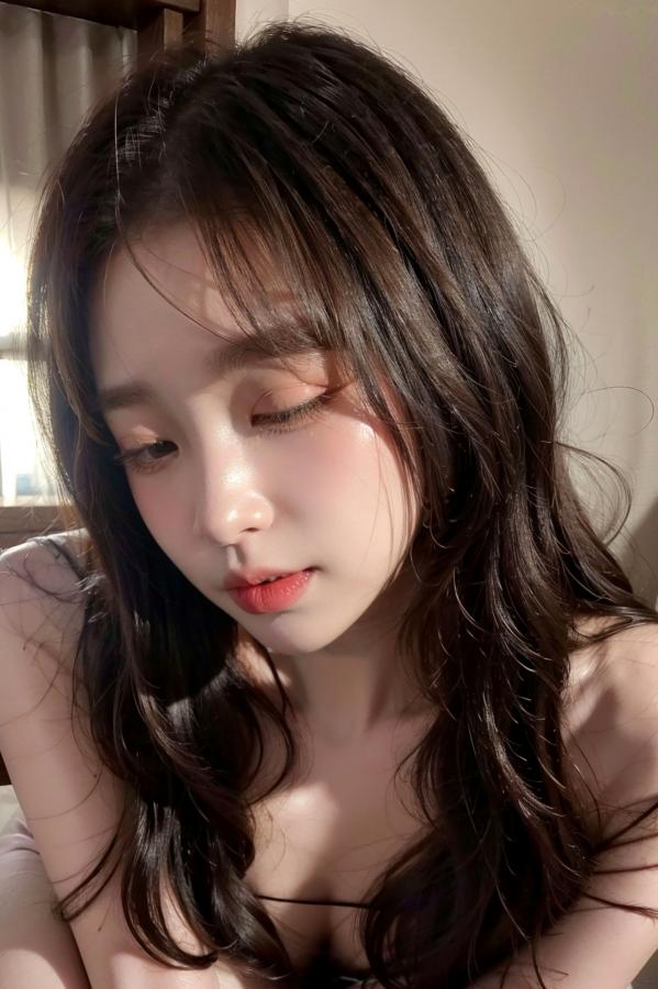    AI美女-拟实-银色吊带连衣短裙 室内私房大尺度极品尤物写真第35张图片