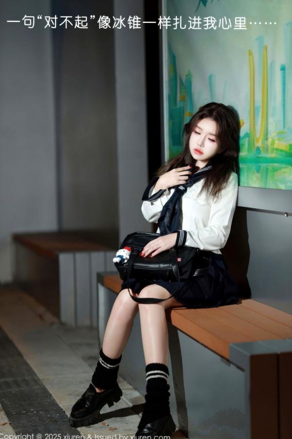    XiuRen秀人网-11071-小薯条nienie-水手服校服制服黑丝美臀浴室湿身写真第3张图片